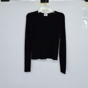 Sunday Best Medium Tight Waffle Knit Black Long Sleeve Tee